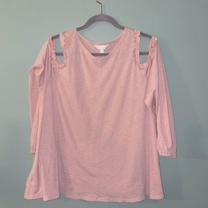 3/$27 LC Lauren Conrad Dropped Shoulder Free Flowing Top Size XL Pinkish Color